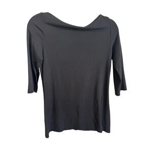 Kenar Womens Black Pima Cotton Modal Boat Neck 3/4 Sleeve Top Large RN 59478
